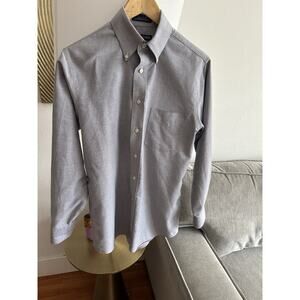 Stafford Essentials The Oxford Shirt Gray Men's 14 1/2 32/33 Regular Fit